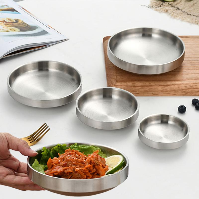 Dim Sum Basket - Prato de aço inoxidável com fundo