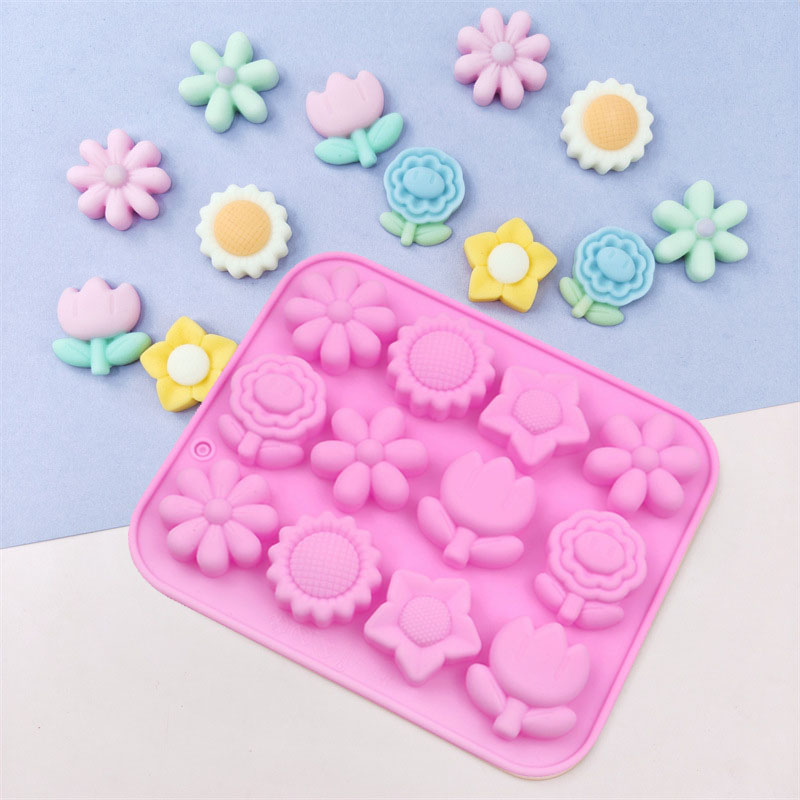 Bunny Cake Mold - Molde de silicone rosa, folhas de